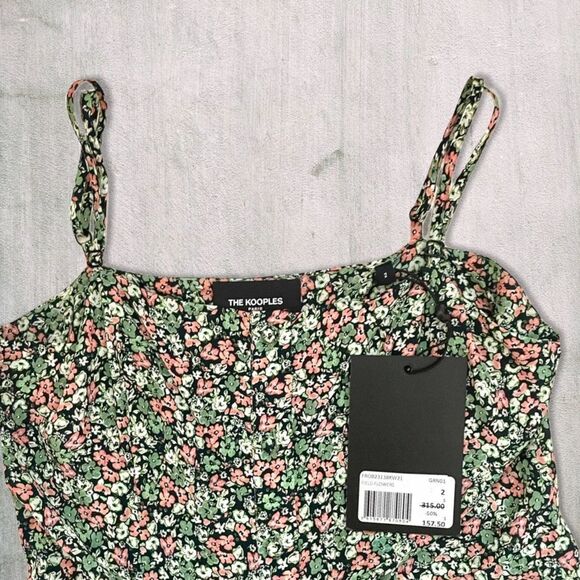 THE KOOPLES **NWT** Floral Print Spaghetti Strap Crepe Midi Dress - Picture 6 of 6